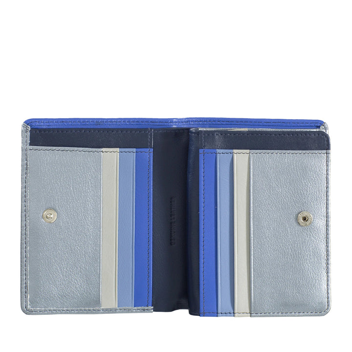 DUDU Portafoglio Donna Piccolo di Pelle Colorata Porta Carte e Tessere con Portamonete Zip e Bottone