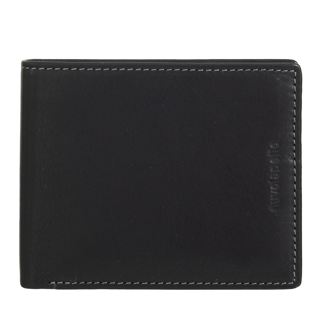 Nuvola Pelle Portafoglio Piccolo Uomo in Pelle con Portamonete – Compatto ed Elegante con Scomparti per Carte, Tessere e Banconote, Design Slim