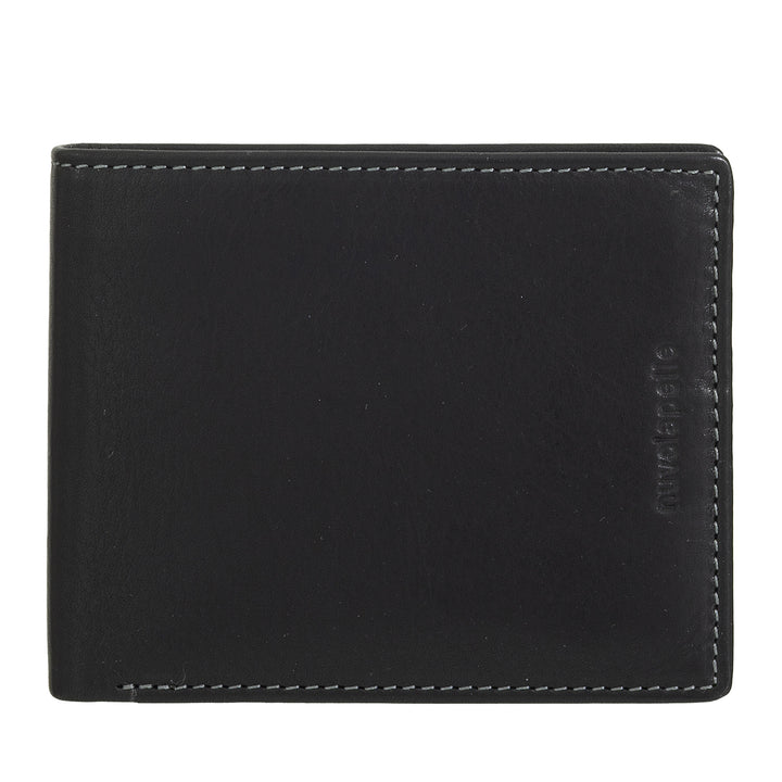 Nuvola Pelle Portafoglio Piccolo Uomo in Pelle con Portamonete – Compatto ed Elegante con Scomparti per Carte, Tessere e Banconote, Design Slim