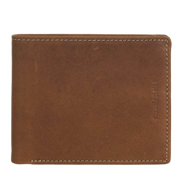 Nuvola Pelle Portafoglio Piccolo Uomo in Pelle con Portamonete – Compatto ed Elegante con Scomparti per Carte, Tessere e Banconote, Design Slim
