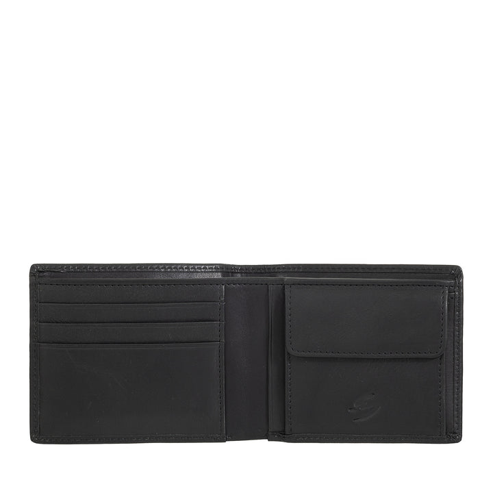 Nuvola Pelle Portafoglio Piccolo Uomo in Pelle con Portamonete – Compatto ed Elegante con Scomparti per Carte, Tessere e Banconote, Design Slim
