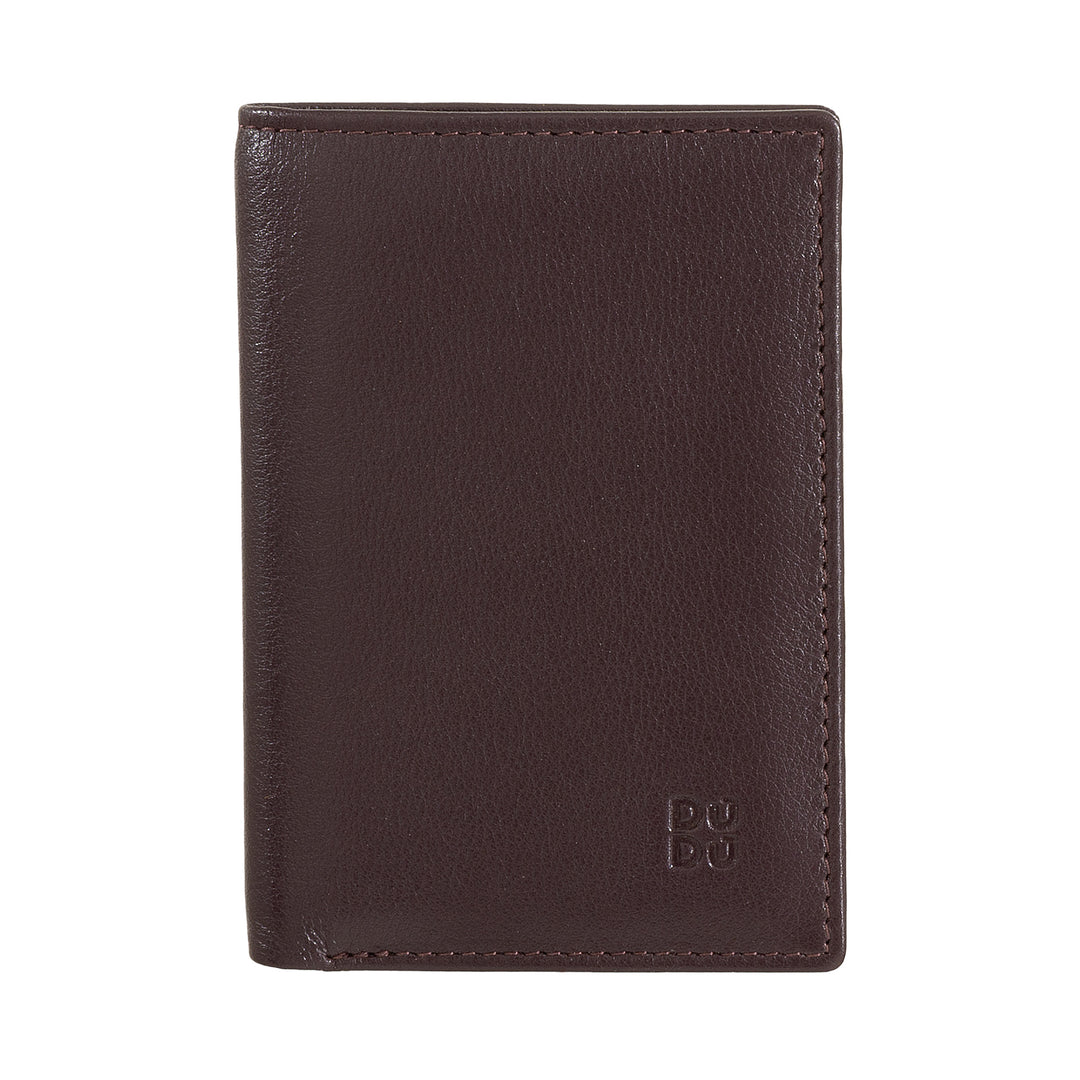 DUDU Portafoglio Uomo Slim in Pelle, Design Piccolo e Sottile, Porta Soldi e Carte Tessere, Portafogli Compatto con Patta e Finestra