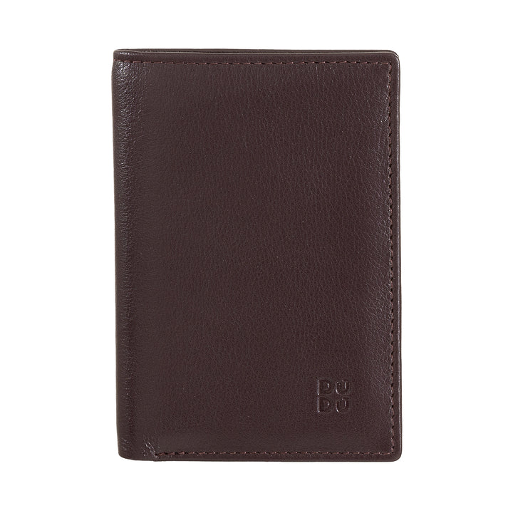 DUDU Portafoglio Uomo Slim in Pelle, Design Piccolo e Sottile, Porta Soldi e Carte Tessere, Portafogli Compatto con Patta e Finestra
