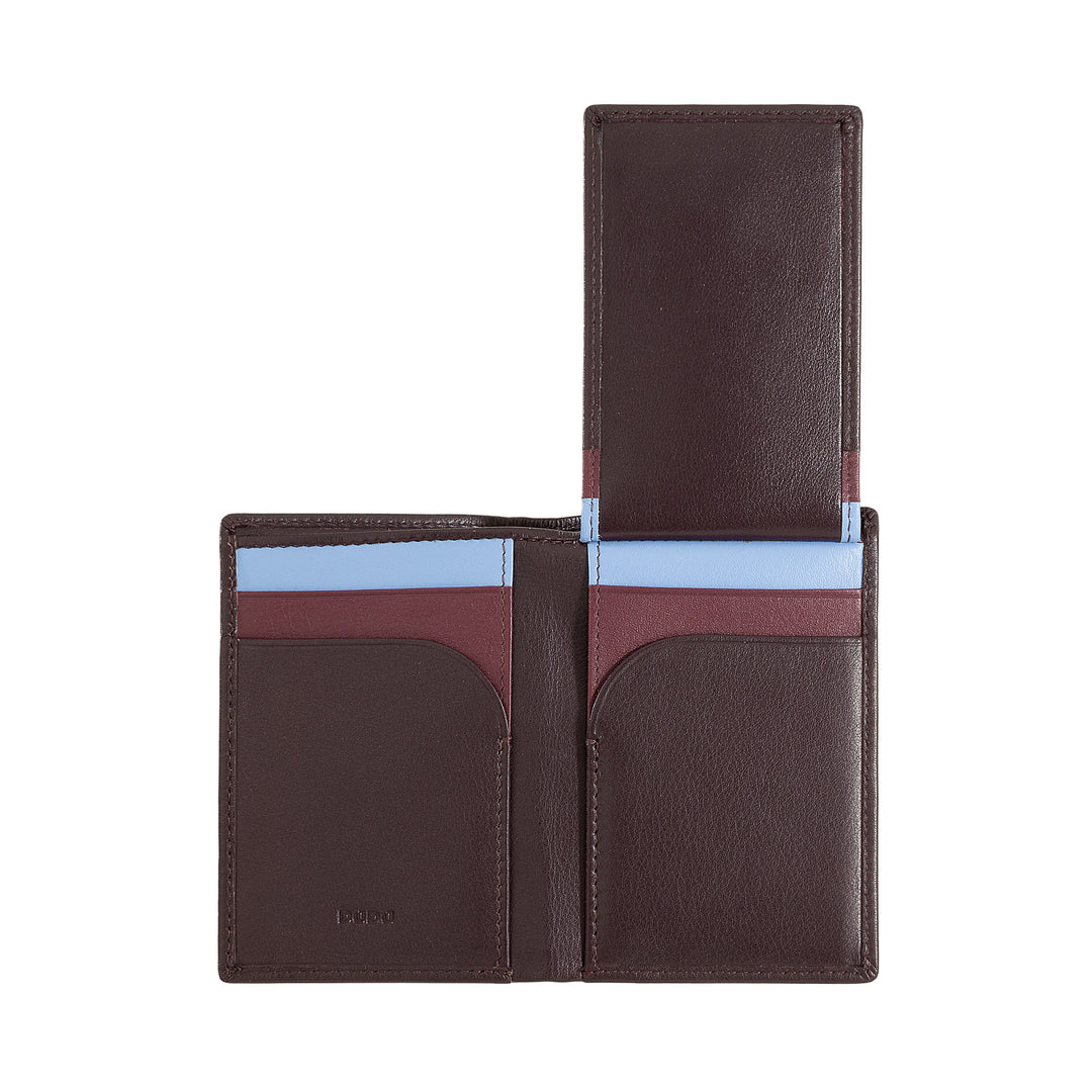 DUDU Portafoglio Uomo Slim in Pelle, Design Piccolo e Sottile, Porta Soldi e Carte Tessere, Portafogli Compatto con Patta e Finestra