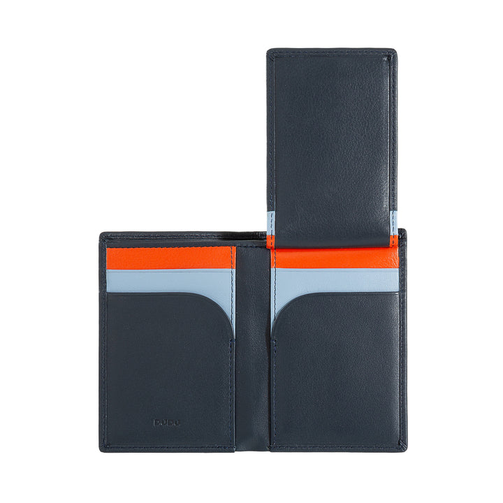 DUDU Portafoglio Uomo Slim in Pelle, Design Piccolo e Sottile, Porta Soldi e Carte Tessere, Portafogli Compatto con Patta e Finestra