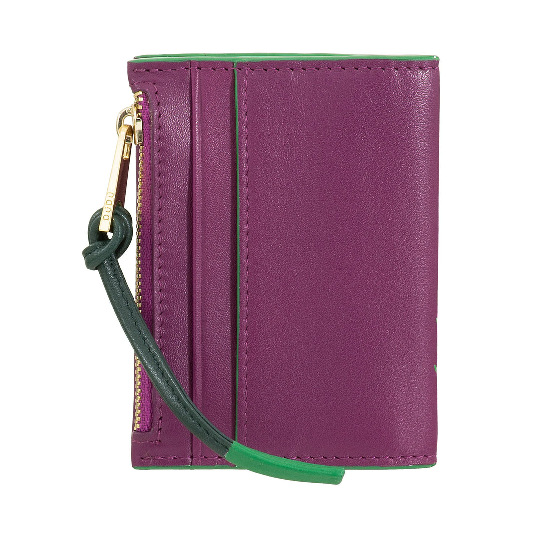 DUDU Portafoglio Porta Carte Donna in Pelle Piccolo - Portacarte Compatto Slim con Zip per Monete, Scomparti per Tessere, Documenti, Adatto a Borse Piccole
