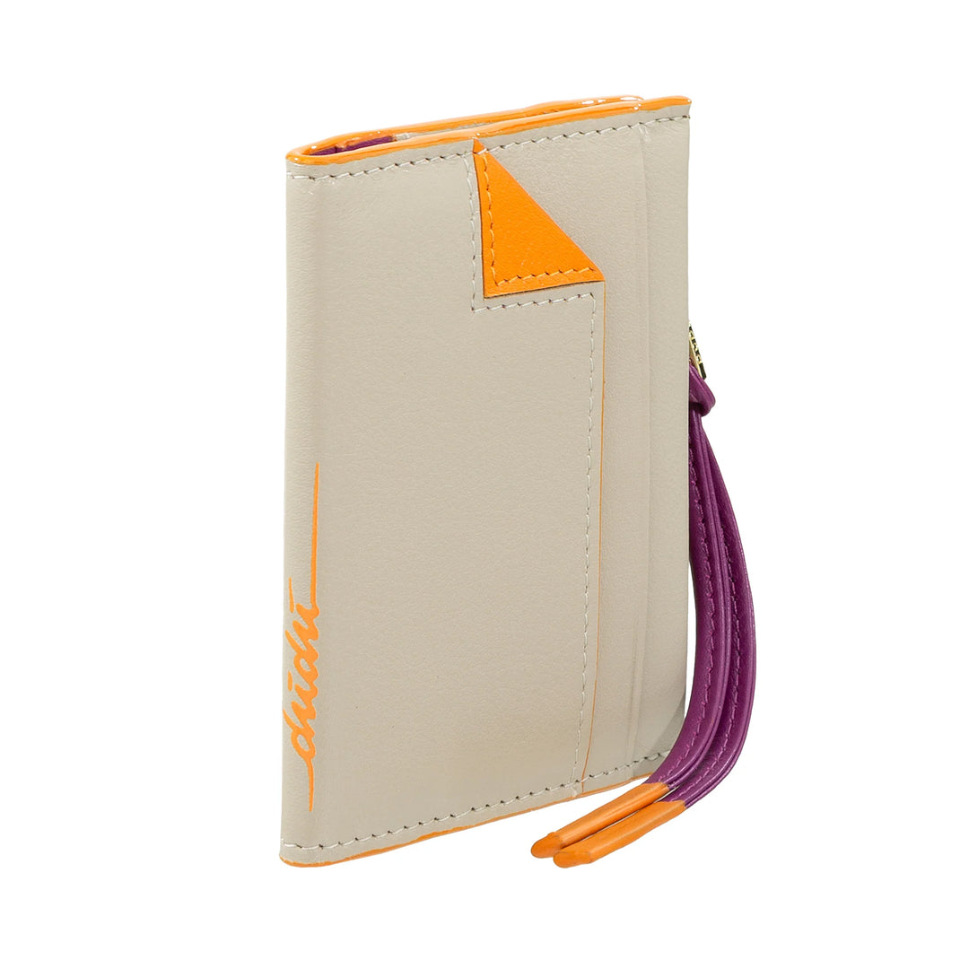 DUDU Portafoglio Porta Carte Donna in Pelle Piccolo - Portacarte Compatto Slim con Zip per Monete, Scomparti per Tessere, Documenti, Adatto a Borse Piccole