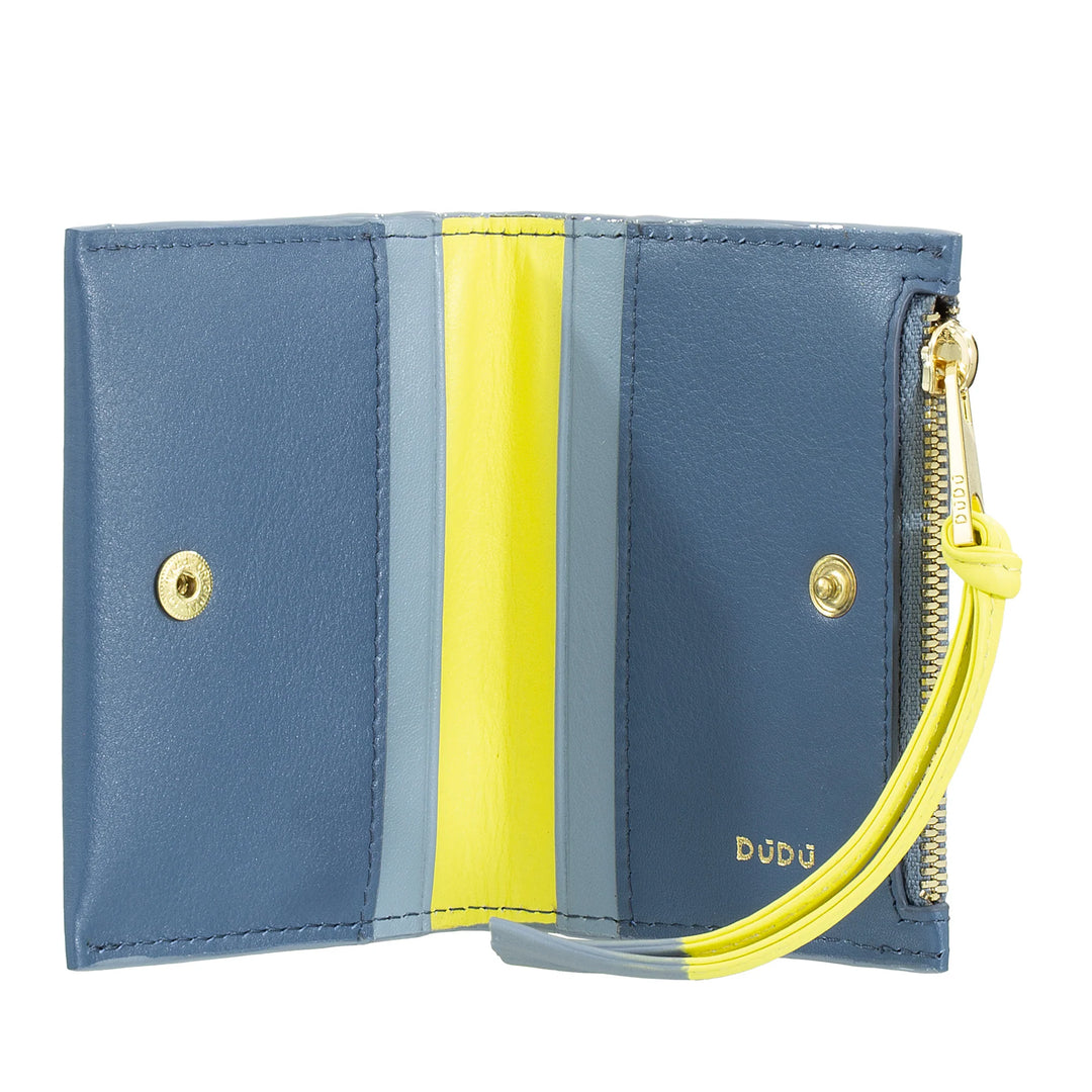 DUDU Portafoglio Porta Carte Donna in Pelle Piccolo - Portacarte Compatto Slim con Zip per Monete, Scomparti per Tessere, Documenti, Adatto a Borse Piccole