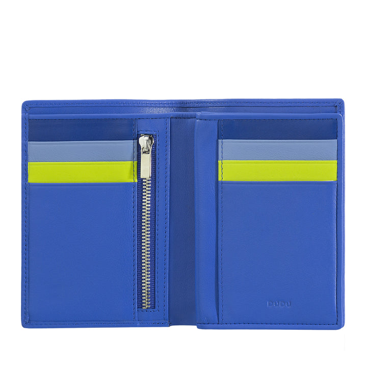 DUDU Portafoglio da uomo a libro RFID in pelle multicolore con lampo