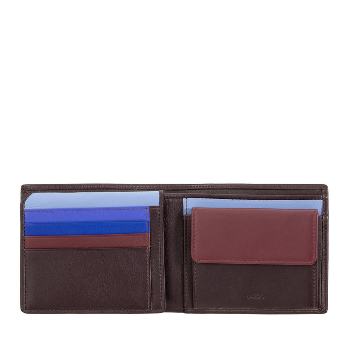 DUDU Portafoglio multicolore in pelle classico da uomo RFID firmato
