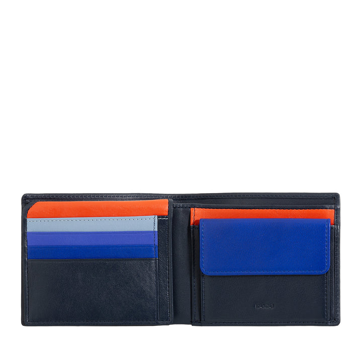 DUDU Portafoglio multicolore in pelle classico da uomo RFID firmato