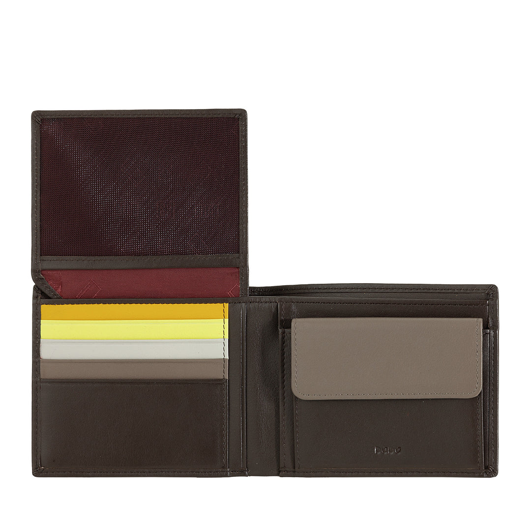 DUDU Portafoglio multicolore in pelle classico da uomo RFID firmato