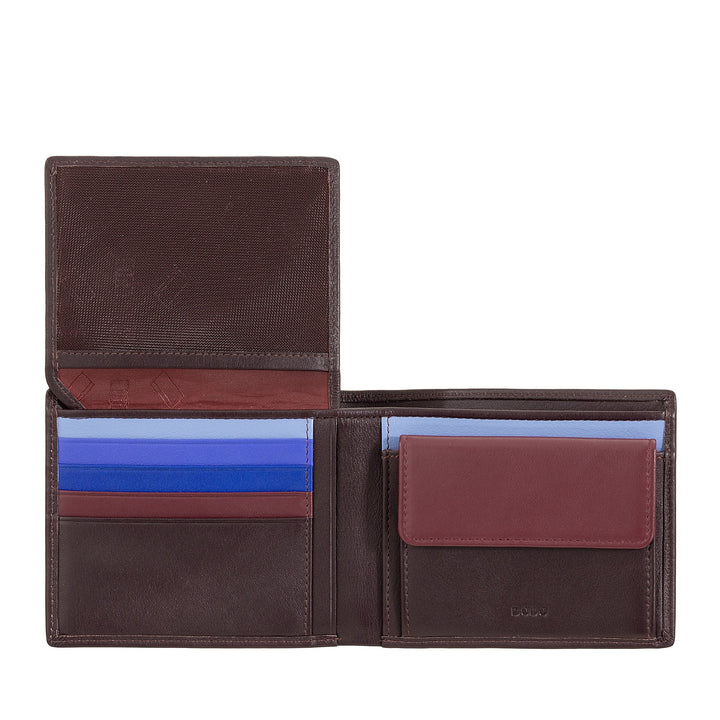 DUDU Portafoglio multicolore in pelle classico da uomo RFID firmato