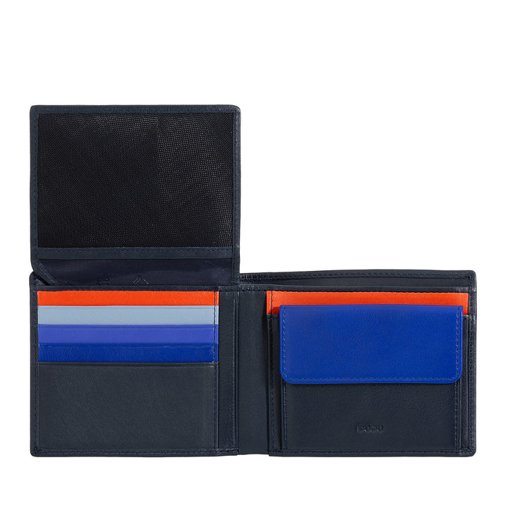 DUDU Portafoglio multicolore in pelle classico da uomo RFID firmato