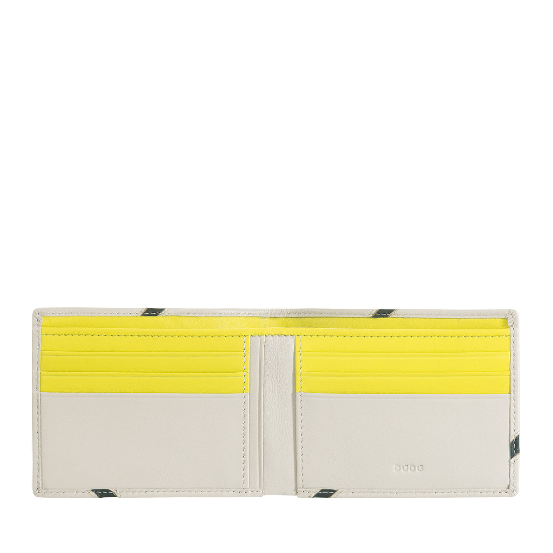 DUDU Portafoglio Uomo Piccolo in Vera Pelle – Design Compatto Ispirato al Tennis – 2 Tasche per Banconote e Porta Carte – Stile Minimal e Sportivo