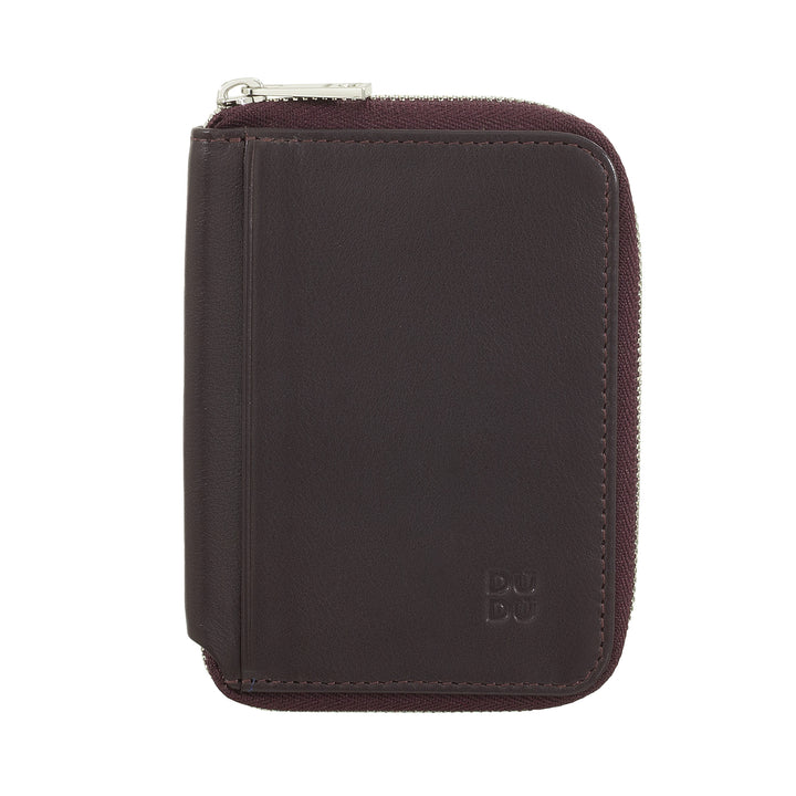 DUDU Portafoglio Uomo Piccolo Pelle Morbida con Zip, Portafoglio Mini Ultra Compatto con Cerniera, Porta Banconote, Porta Carte e Tessere