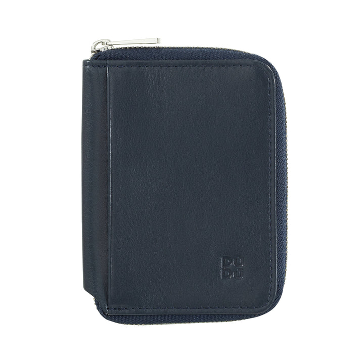 DUDU Portafoglio Uomo Piccolo Pelle Morbida con Zip, Portafoglio Mini Ultra Compatto con Cerniera, Porta Banconote, Porta Carte e Tessere