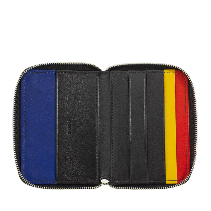DUDU Portafoglio Uomo Piccolo Pelle Morbida con Zip, Portafoglio Mini Ultra Compatto con Cerniera, Porta Banconote, Porta Carte e Tessere
