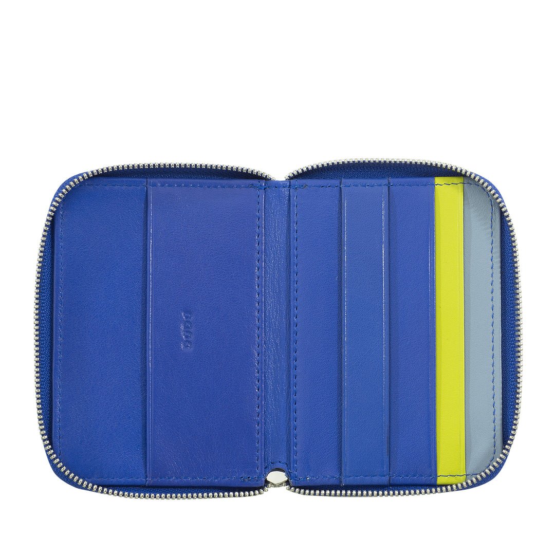 DUDU Portafoglio Uomo Piccolo Pelle Morbida con Zip, Portafoglio Mini Ultra Compatto con Cerniera, Porta Banconote, Porta Carte e Tessere
