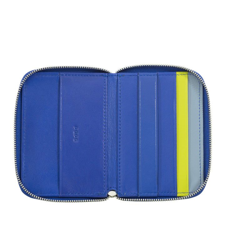 DUDU Portafoglio Uomo Piccolo Pelle Morbida con Zip, Portafoglio Mini Ultra Compatto con Cerniera, Porta Banconote, Porta Carte e Tessere