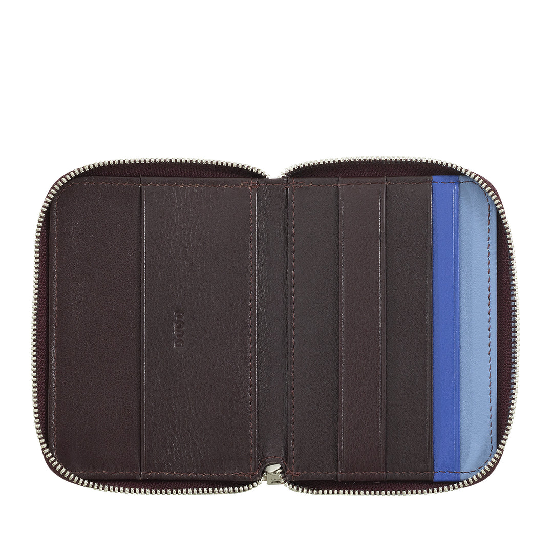 DUDU Portafoglio Uomo Piccolo Pelle Morbida con Zip, Portafoglio Mini Ultra Compatto con Cerniera, Porta Banconote, Porta Carte e Tessere