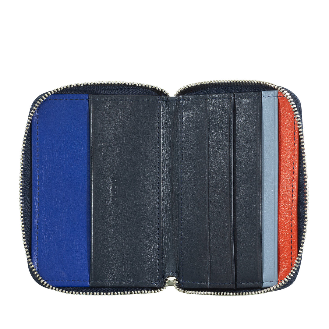 DUDU Portafoglio Uomo Piccolo Pelle Morbida con Zip, Portafoglio Mini Ultra Compatto con Cerniera, Porta Banconote, Porta Carte e Tessere
