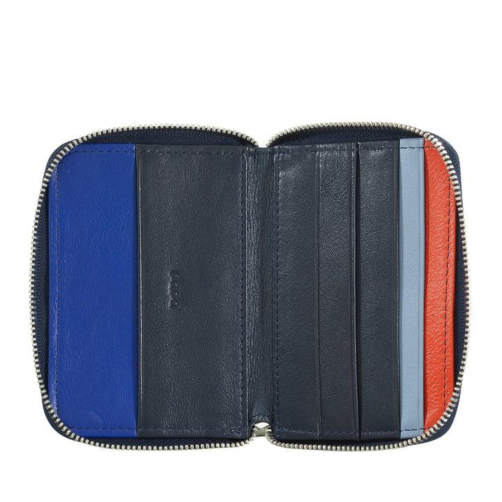 DUDU Portafoglio Uomo Piccolo Pelle Morbida con Zip, Portafoglio Mini Ultra Compatto con Cerniera, Porta Banconote, Porta Carte e Tessere