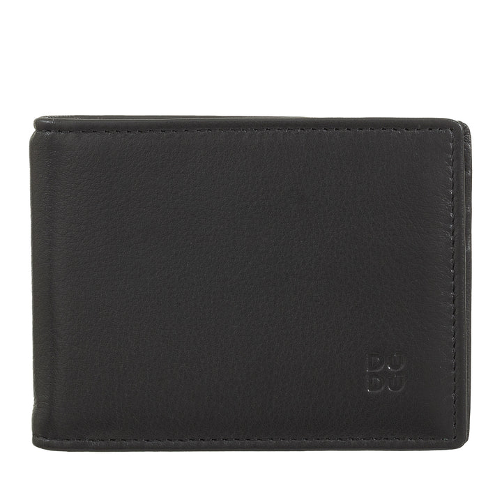 DUDU Portafoglio da Uomo con Clip Fermasoldi, Piccolo Portafoglio Sottile Compatto con Protezione RFID, Porta Carte di Credito e Zip Posteriore
