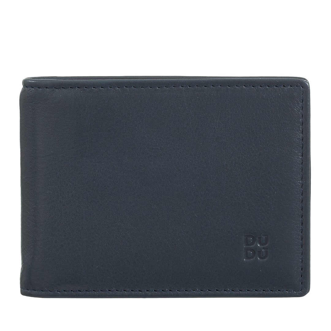 DUDU Portafoglio da Uomo con Clip Fermasoldi, Piccolo Portafoglio Sottile Compatto con Protezione RFID, Porta Carte di Credito e Zip Posteriore