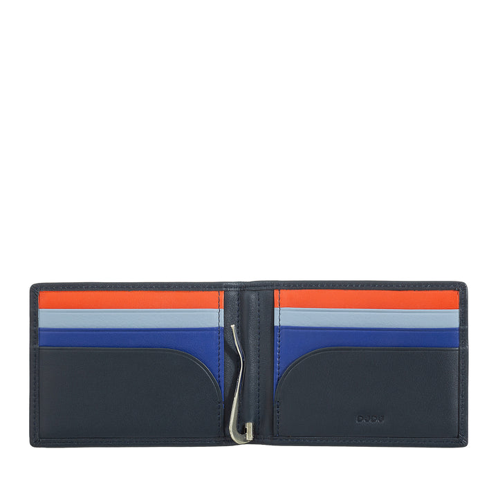 DUDU Portafoglio da Uomo con Clip Fermasoldi, Piccolo Portafoglio Sottile Compatto con Protezione RFID, Porta Carte di Credito e Zip Posteriore