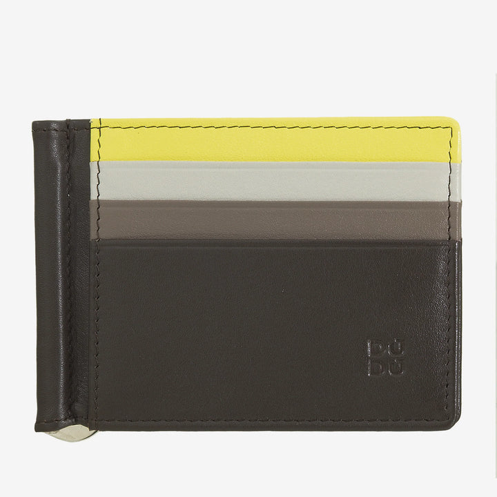 DUDU Portafoglio Uomo con Fermasoldi in Pelle Porta Carte di Credito Clip Banconote Sottile Porta Tessere