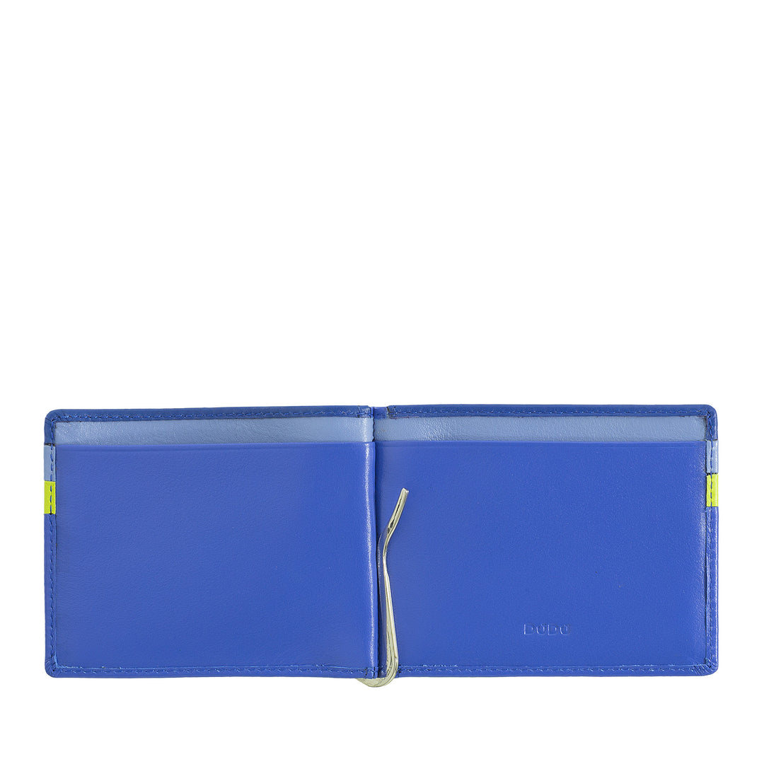 DUDU Portafoglio Uomo con Fermasoldi in Pelle Porta Carte di Credito Clip Banconote Sottile Porta Tessere