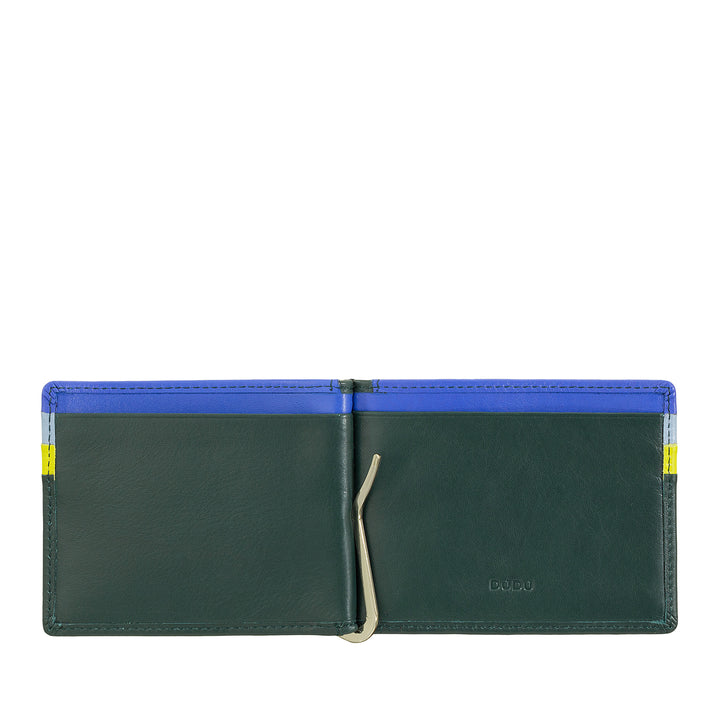 DUDU Portafoglio Uomo con Fermasoldi in Pelle Porta Carte di Credito Clip Banconote Sottile Porta Tessere
