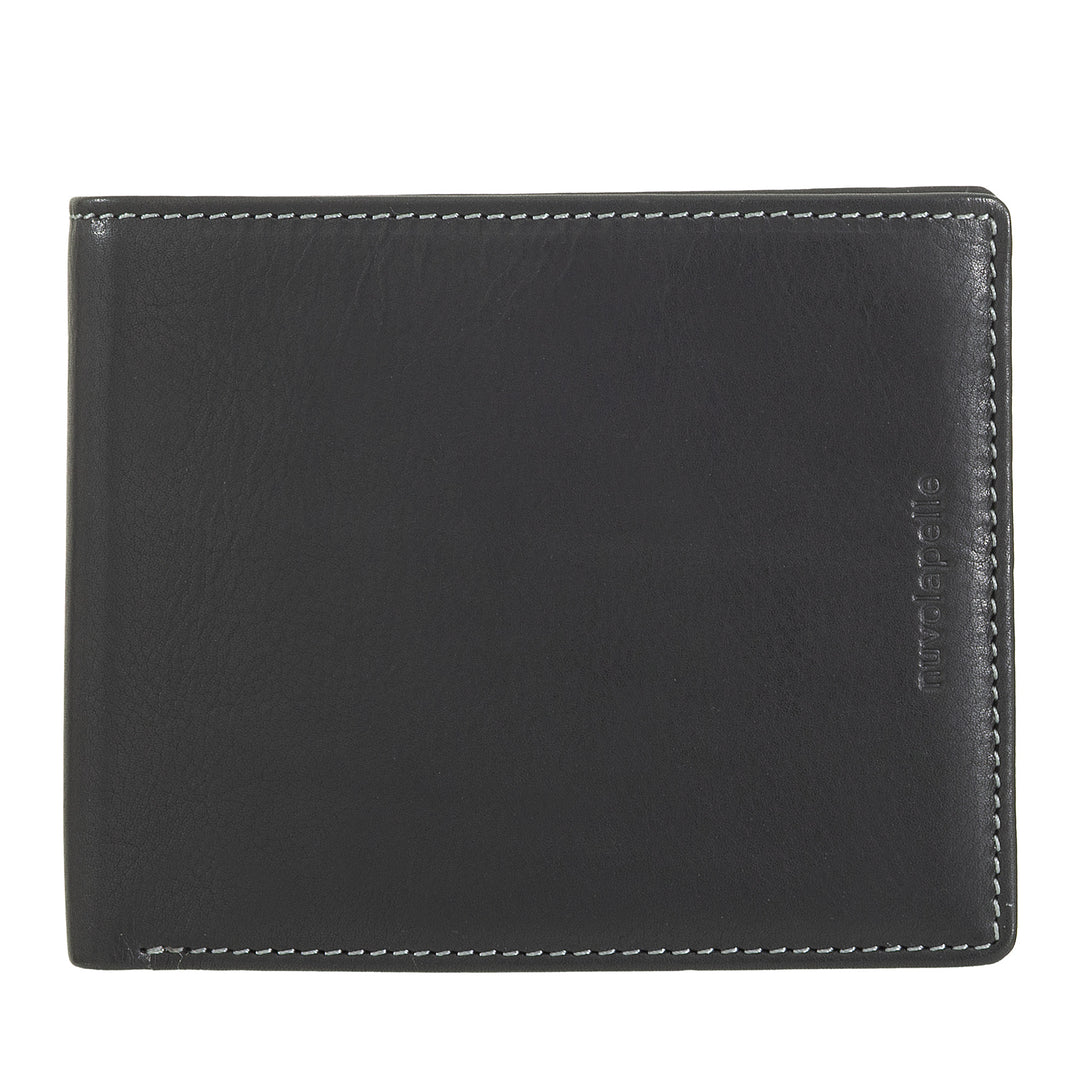 Nuvola Pelle Portafoglio Uomo in Pelle con Portamonete – Elegante Portafogli Classico con Scomparti Porta Carte, Tasca a Retina e Doppio Vano Banconote