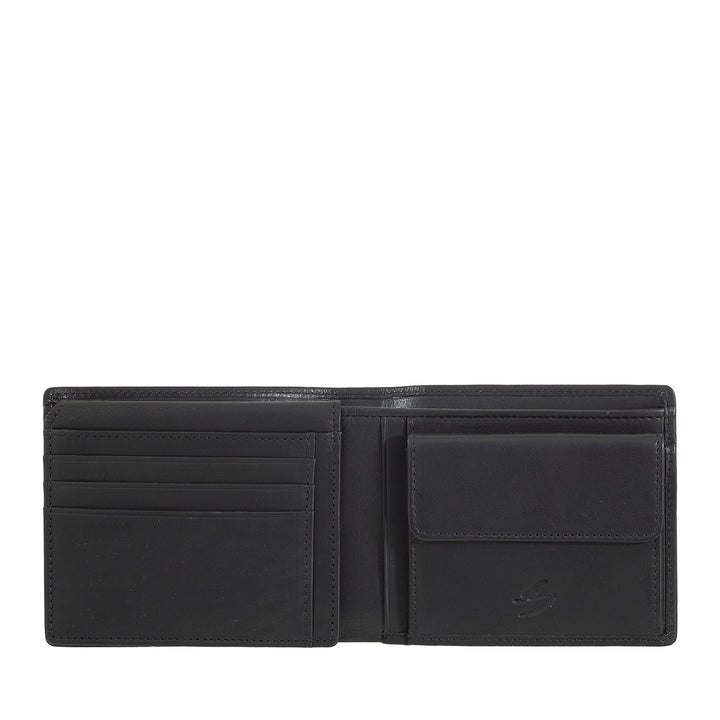 Nuvola Pelle Portafoglio Uomo in Pelle con Portamonete – Elegante Portafogli Classico con Scomparti Porta Carte, Tasca a Retina e Doppio Vano Banconote