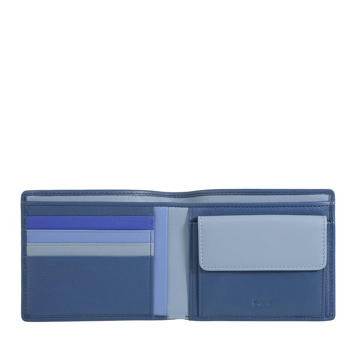 DUDU Portafoglio uomo RFID in pelle Nappa colorato con portamonete e porta carte