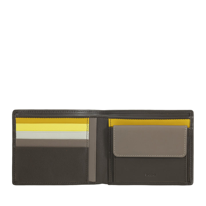 DUDU Portafoglio uomo RFID in pelle Nappa colorato con portamonete e porta carte