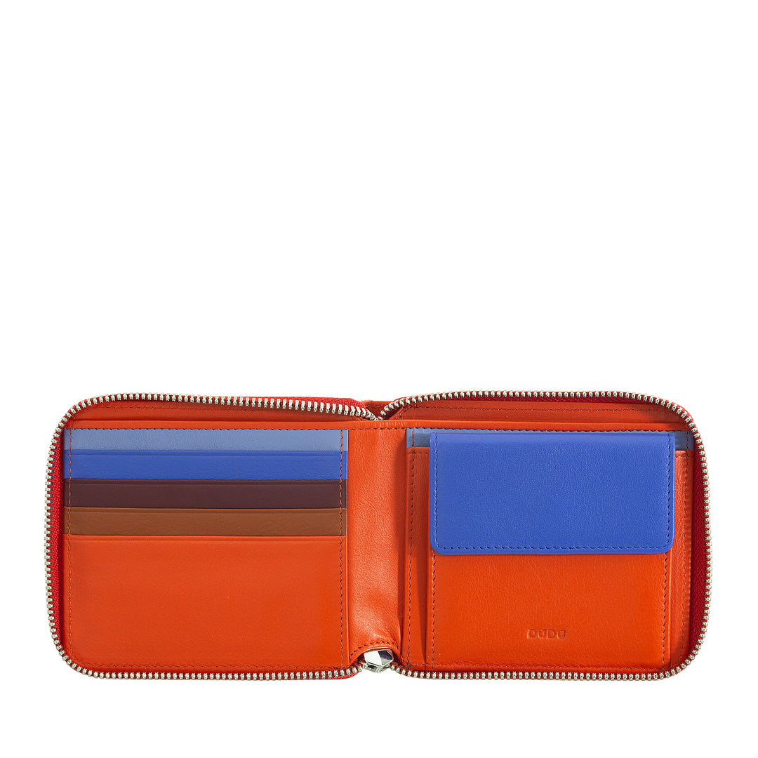 DUDU Portafoglio Uomo RFID in Pelle Portamonete con Cerniera Zip Esterna Piccolo con 6 Slot Carte