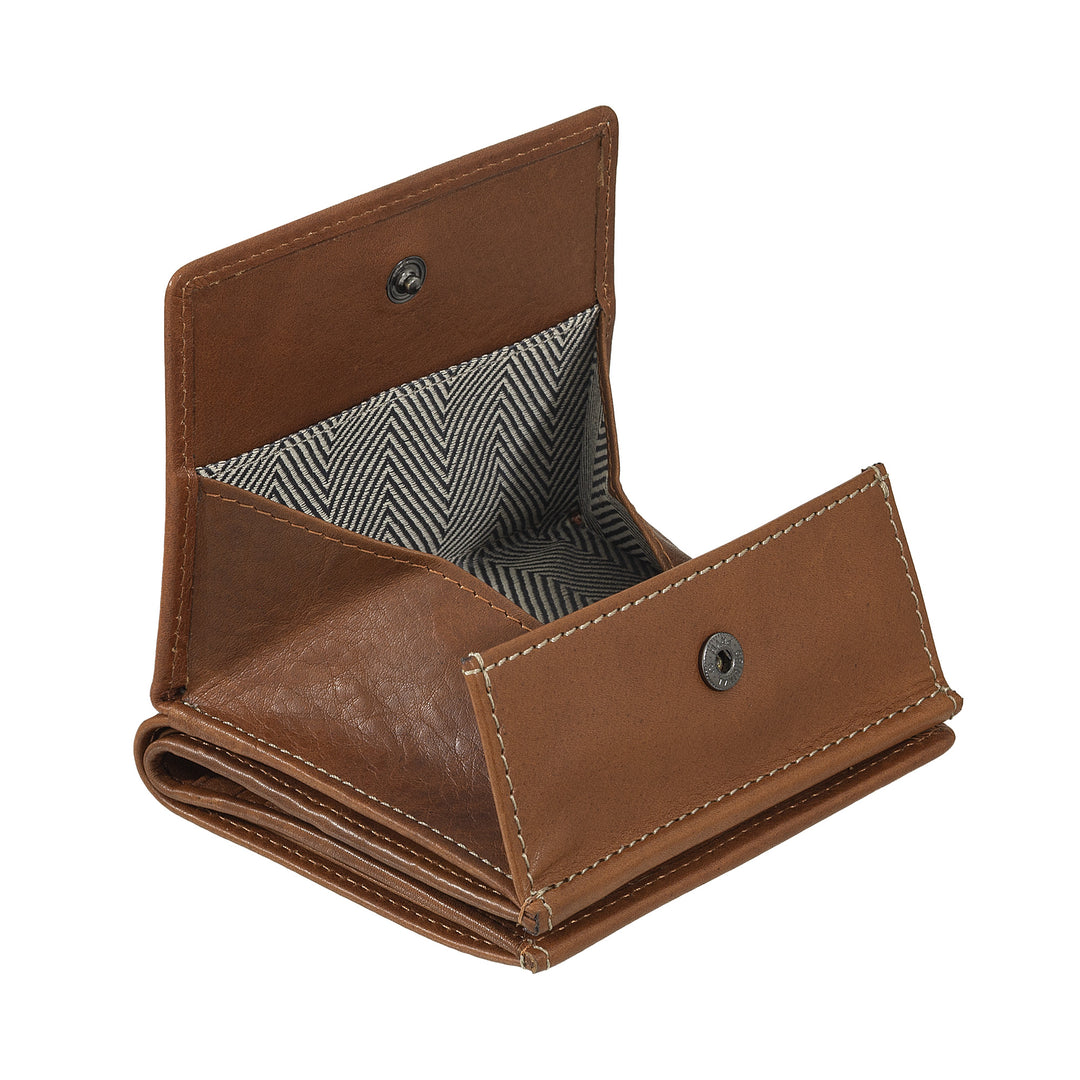 Nuvola Pelle Portafoglio Uomo Pelle con Portamonete a Pozzetto – Portafoglio Compatto in Vera Pelle con Porta Carte, Banconote e Bottone di Chiusura – Design Classico e Funzionale