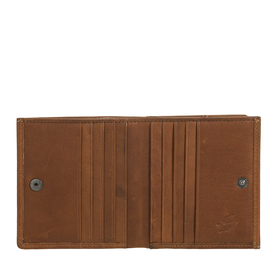 Nuvola Pelle Portafoglio Uomo Pelle con Portamonete a Pozzetto – Portafoglio Compatto in Vera Pelle con Porta Carte, Banconote e Bottone di Chiusura – Design Classico e Funzionale
