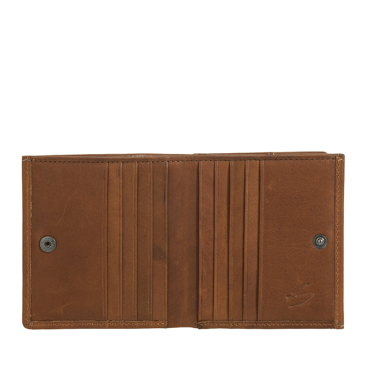 Nuvola Pelle Portafoglio Uomo Pelle con Portamonete a Pozzetto – Portafoglio Compatto in Vera Pelle con Porta Carte, Banconote e Bottone di Chiusura – Design Classico e Funzionale