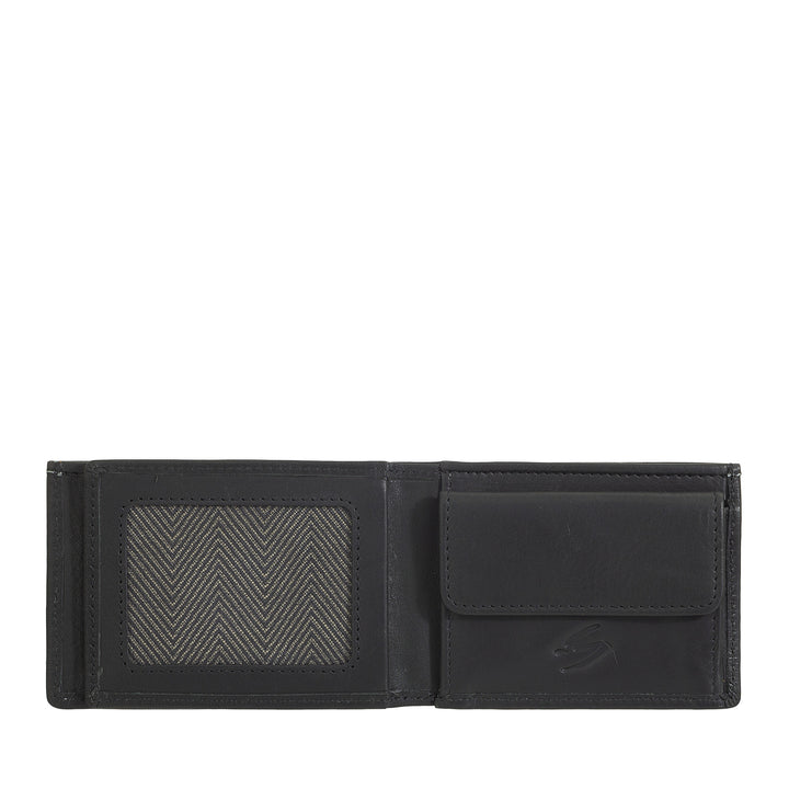 Nuvola Pelle Mini Portafoglio Uomo in Pelle con Portamonete – Compatto ed Elegante, da Taschino Giacca, con Scomparti Carte, Finestre Trasparenti e Design Minimal