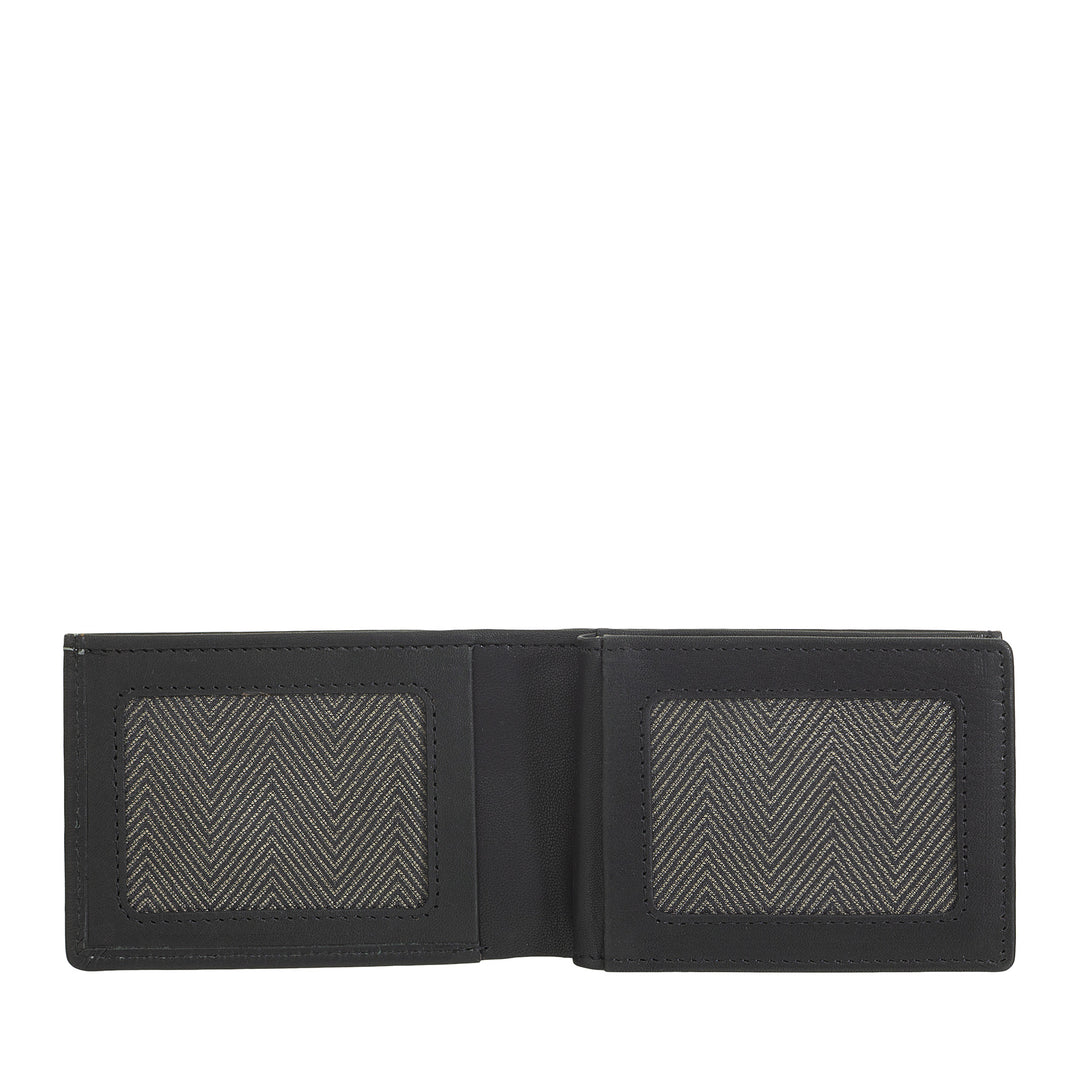 Nuvola Pelle Mini Portafoglio Uomo in Pelle con Portamonete – Compatto ed Elegante, da Taschino Giacca, con Scomparti Carte, Finestre Trasparenti e Design Minimal
