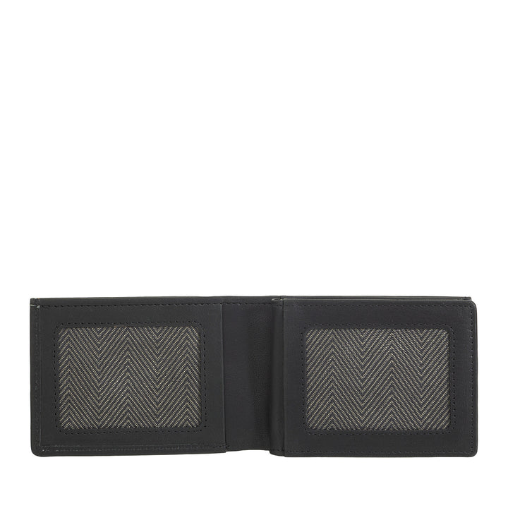 Nuvola Pelle Mini Portafoglio Uomo in Pelle con Portamonete – Compatto ed Elegante, da Taschino Giacca, con Scomparti Carte, Finestre Trasparenti e Design Minimal