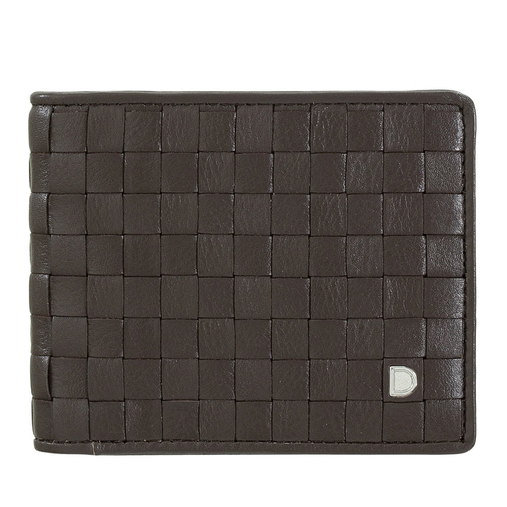 DUDU Portafoglio Uomo in Vera Pelle Intrecciata con Portamonete, Compatto e Sottile, Porta Carte di Credito e Banconote, Wallet Elegante Artigianale in Pelle Morbida