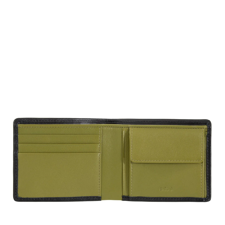 DUDU Portafoglio Uomo in Vera Pelle Intrecciata con Portamonete, Compatto e Sottile, Porta Carte di Credito e Banconote, Wallet Elegante Artigianale in Pelle Morbida