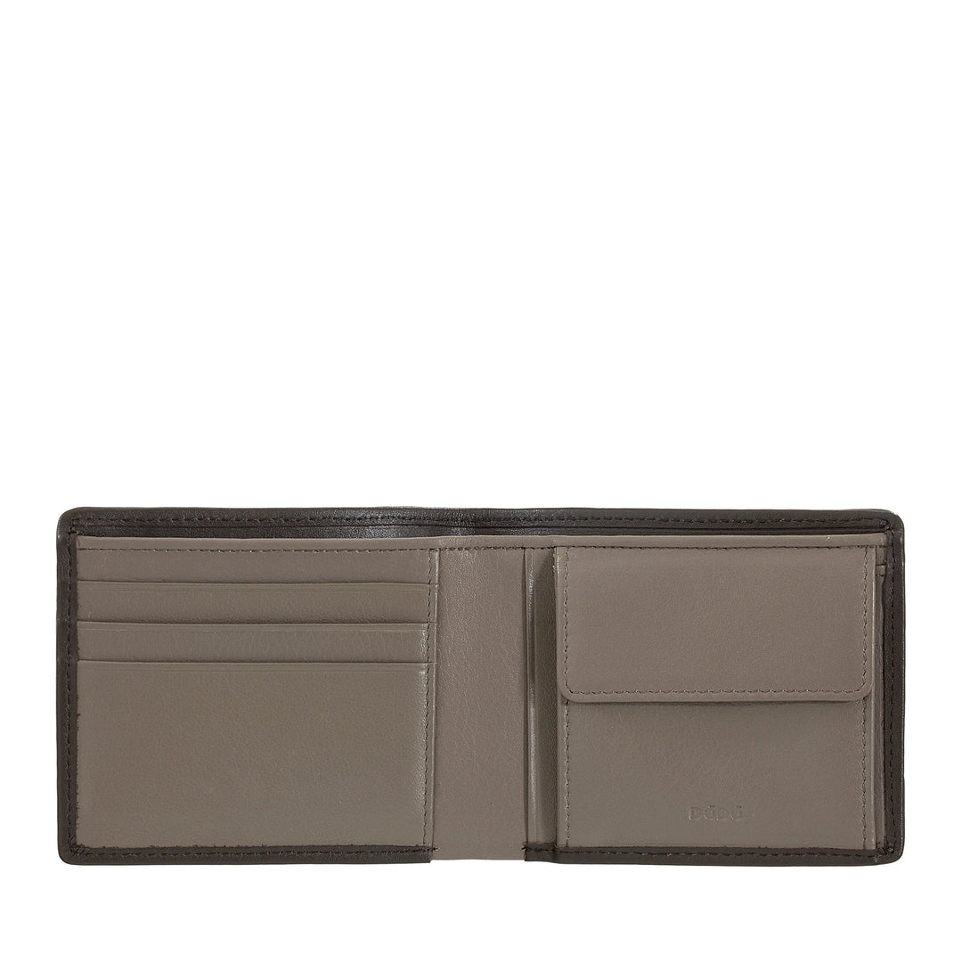 DUDU Portafoglio Uomo in Vera Pelle Intrecciata con Portamonete, Compatto e Sottile, Porta Carte di Credito e Banconote, Wallet Elegante Artigianale in Pelle Morbida