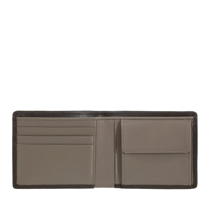 DUDU Portafoglio Uomo in Vera Pelle Intrecciata con Portamonete, Compatto e Sottile, Porta Carte di Credito e Banconote, Wallet Elegante Artigianale in Pelle Morbida