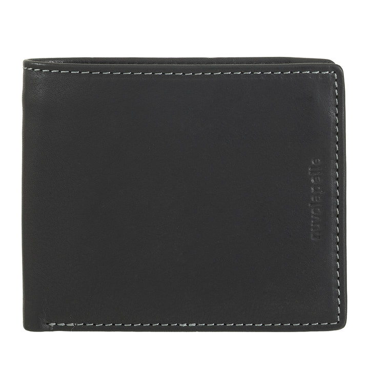 Nuvola Pelle Portafoglio Uomo Pelle Piccolo con Portamonete – Portafoglio Compatto in Vera Pelle con Scomparti per Carte e Banconote, Cerniera Interna