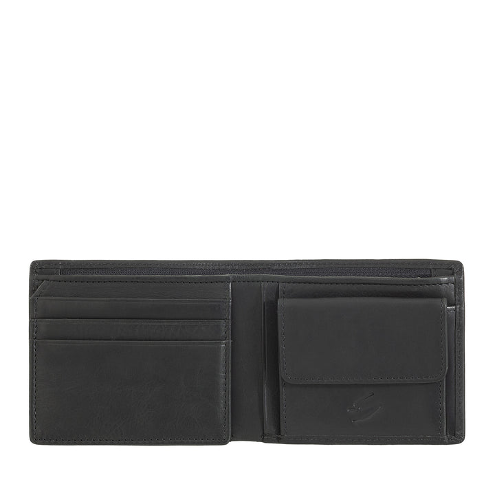 Nuvola Pelle Portafoglio Uomo Pelle Piccolo con Portamonete – Portafoglio Compatto in Vera Pelle con Scomparti per Carte e Banconote, Cerniera Interna